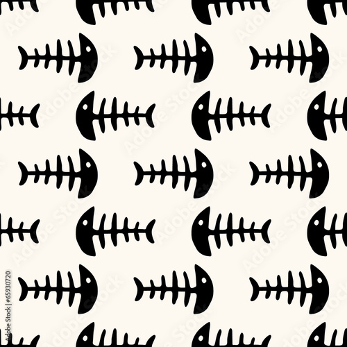 Seamless pattern of fish skeleton