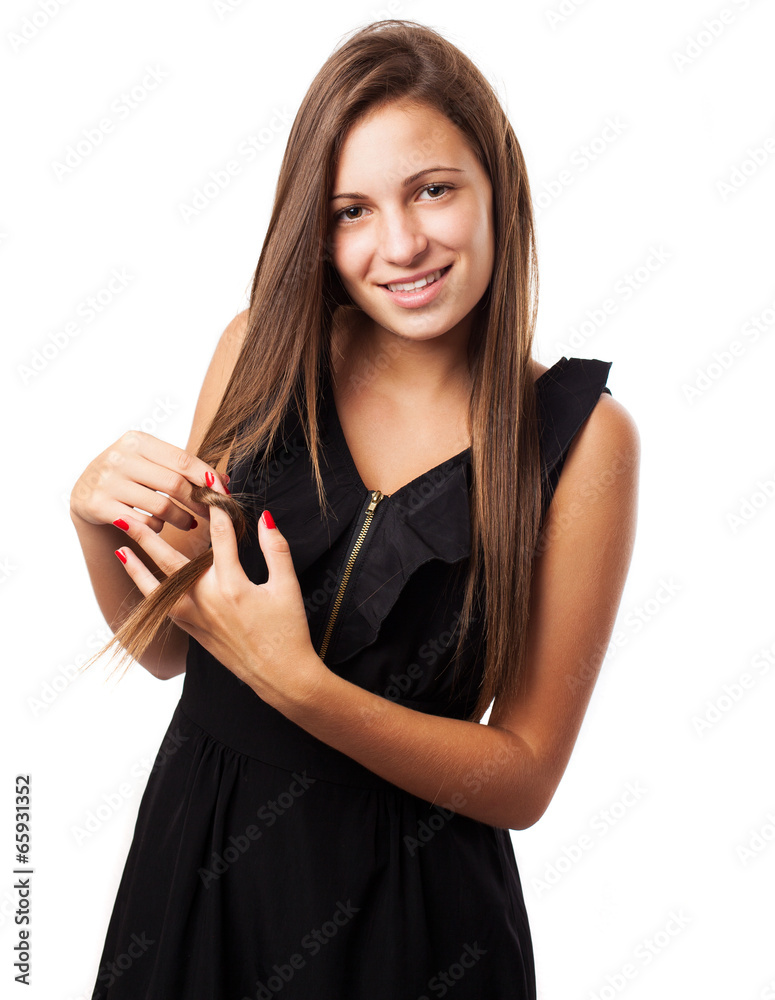 young elegant woman wearing a dress isolated on white young elegant woman wearing a dress isolated on white