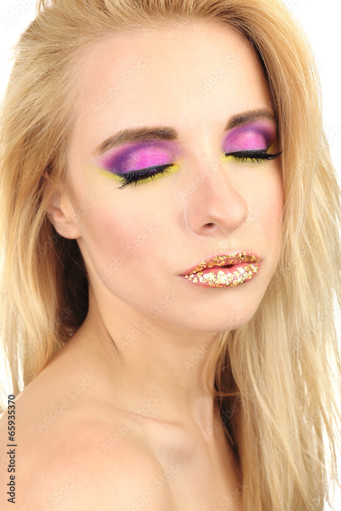 Beautiful woman with bright make-up, close up Beautiful woman with bright make-up, close up