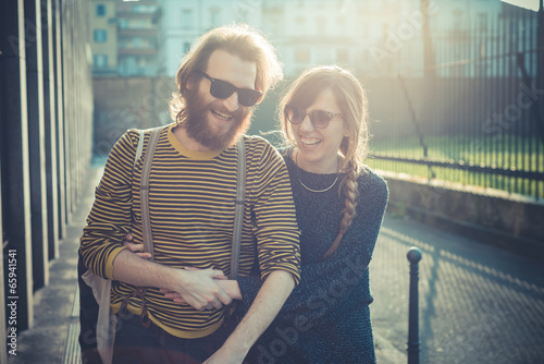 young modern stylish couple urban photo