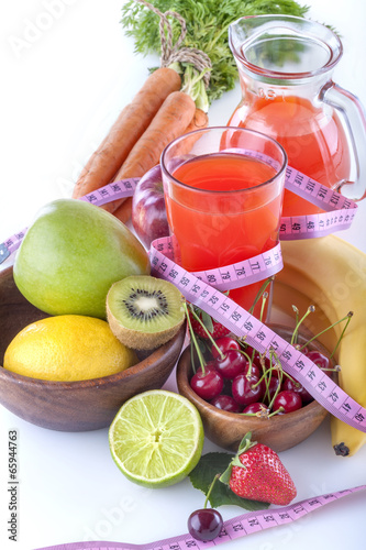 A healthy multivitamin juice of various fruits and vegetables
