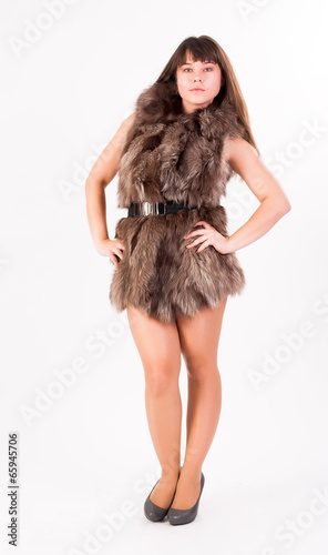 winter woman in fur coat