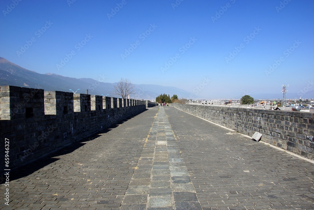 Gate and wall of Dali old city, Yunnan province, China