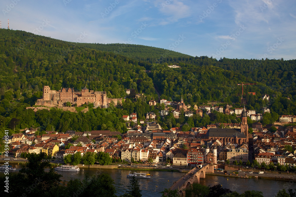 Heidelberg Schloss und Altstadt am Abend