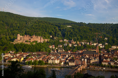 Heidelberg Schloss und Altstadt am Abend photo