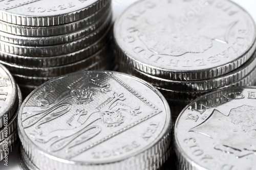 Stacks of ten pence coins