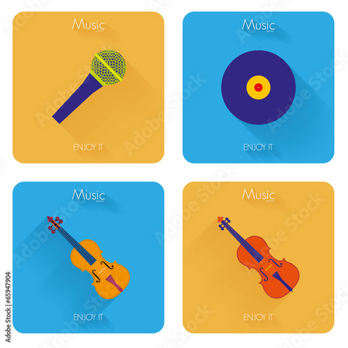 Set Of Different Colorful Musical Elements