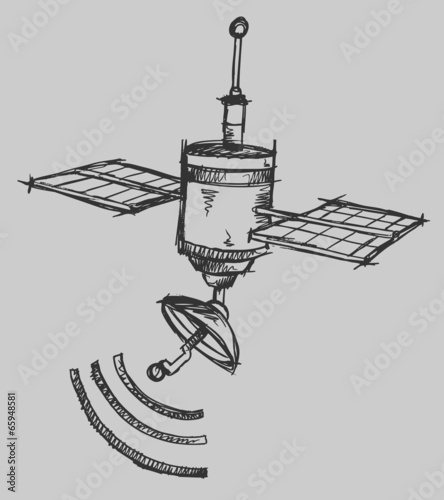 Satellite Sketch Vector Illustration Art