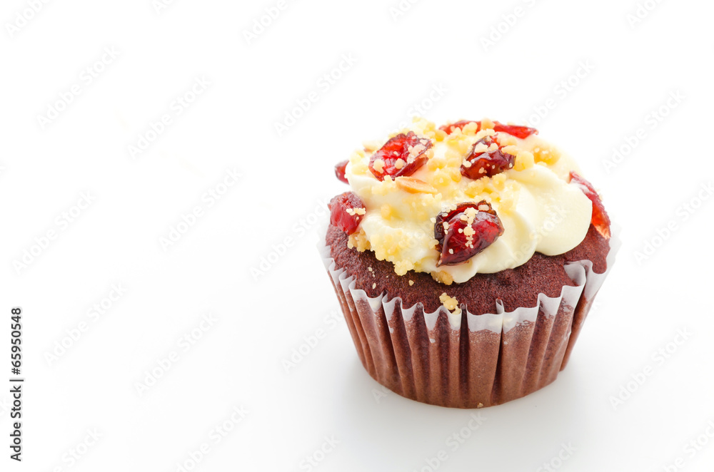 Red cupcake velvet isolated white background Red cupcake velvet isolated white background