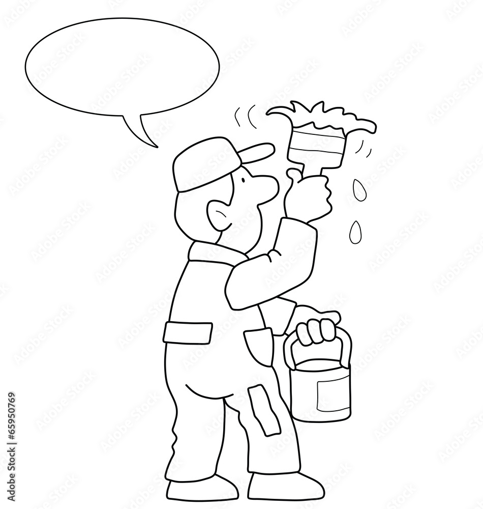 Monochrome outline cartoon painter Monochrome outline cartoon painter