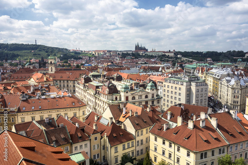 Red roof of buildings in Prague