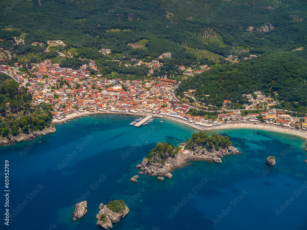 Aerial view on the village of Parga Greece