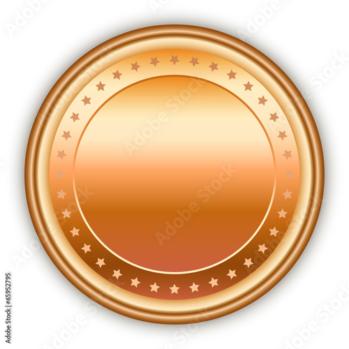 Round bronze vector medal with stars.