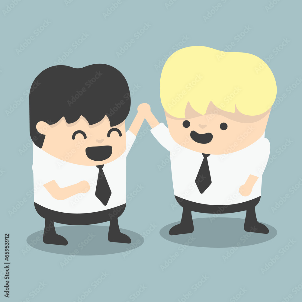 businessman and boss high five Congratulate businessman and boss high five Congratulate