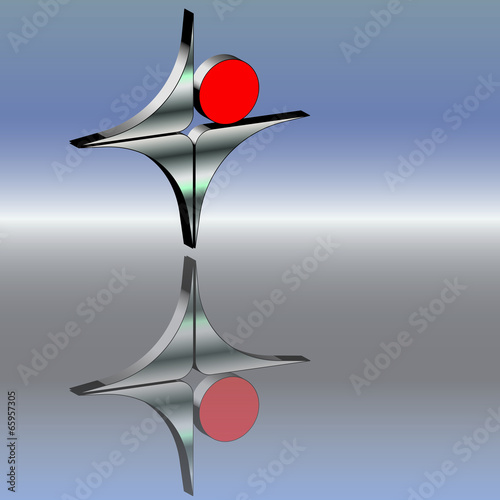 Metallkreuz 3d rot Punkt