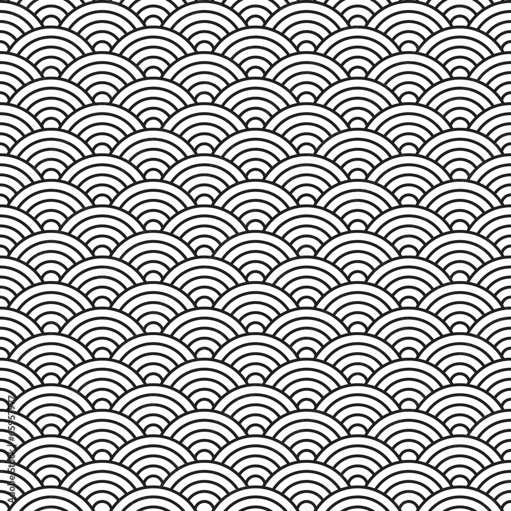 china style seamless pattern seashell