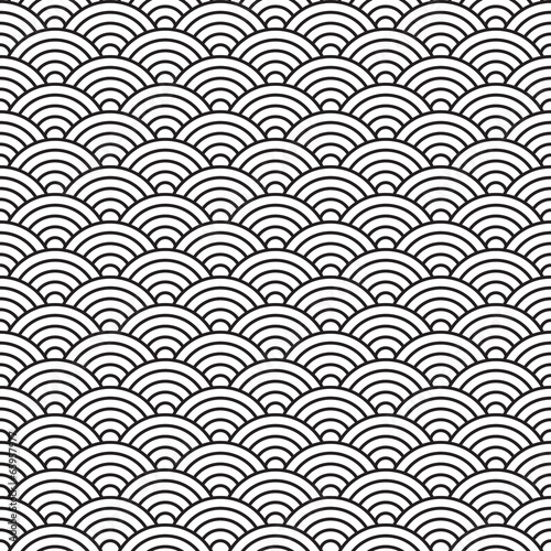 china style seamless pattern seashell