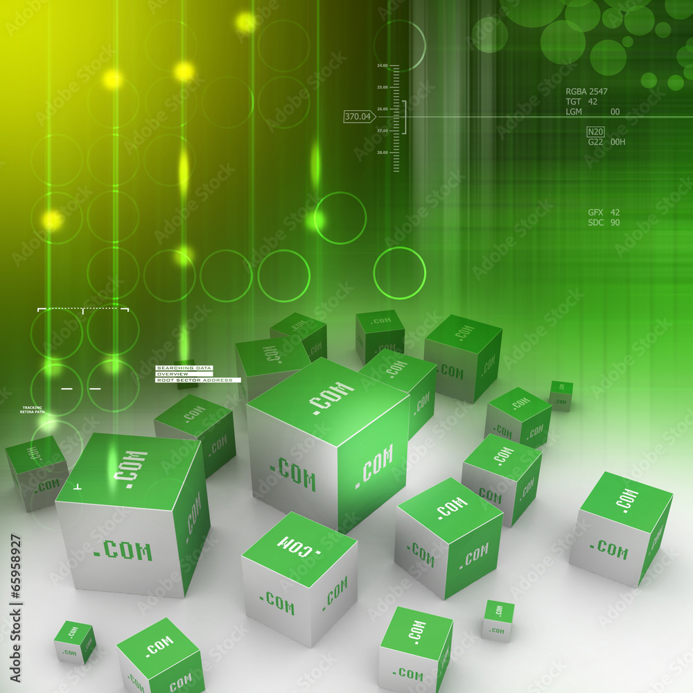 Dot com domain in cubes Dot com domain in cubes