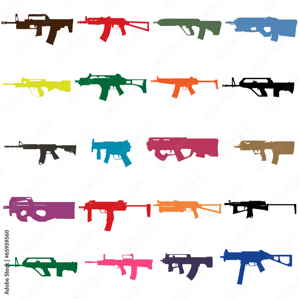 Carbine Machine gun Isolated Stock Vector | Adobe Stock