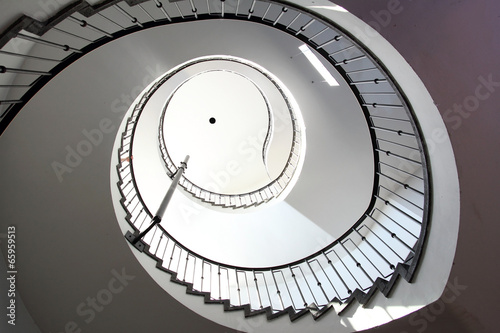 upside view of spiral staircase