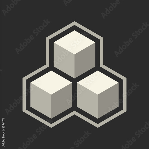 Abstract icon with 3d cubes