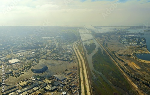 Aerial view of San Diego river