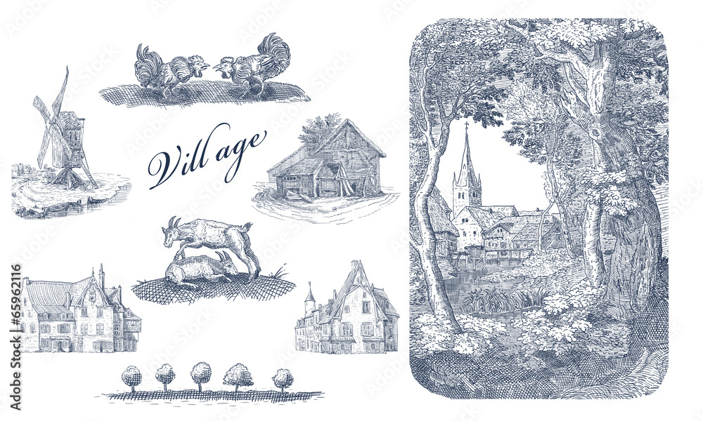 Fototapeta premium Village illustration