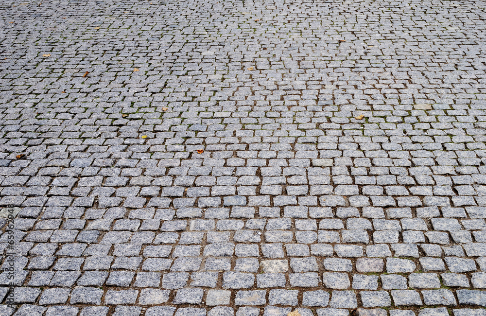 Perspective background of cobblestone pavement