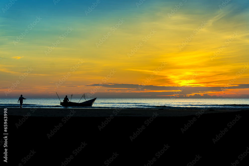 two fisherman silhouette