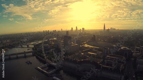 Aerial panorama of central London, UK. Features the River Thames photo