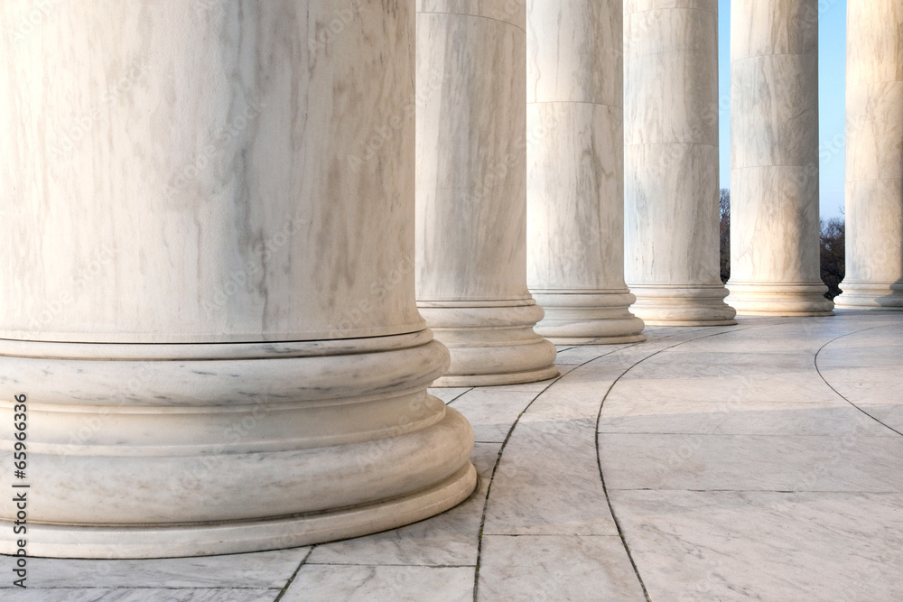 Base of Ionic Columns at Jefferson Memorial in Washington DC - obrazy, fototapety, plakaty 