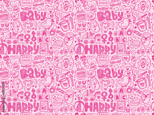 seamless doodle baby pattern