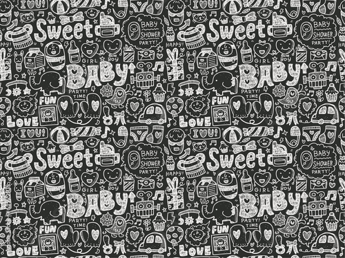 seamless doodle baby pattern