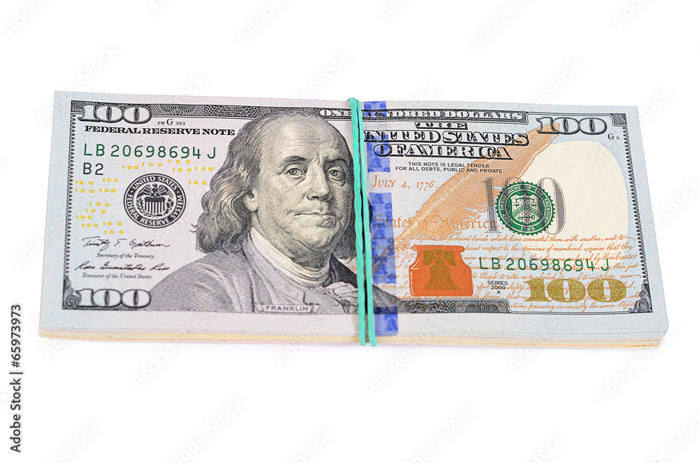 Hundred dollars isolated on white background Hundred dollars isolated on white background