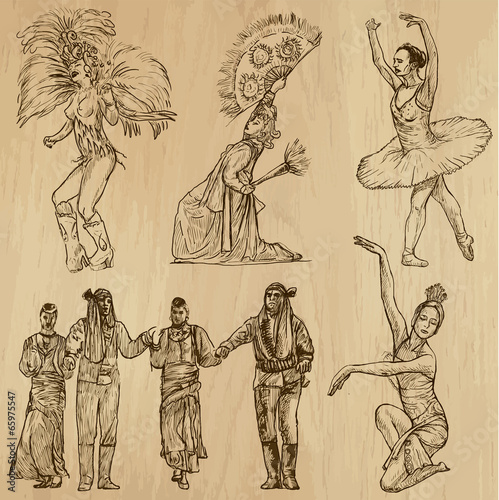 Dancers no. 3- hand drawn collection, vector