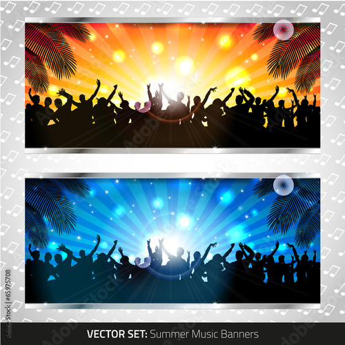 Vector set of two summer music banners