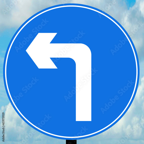 Turn left ahead traffic sign