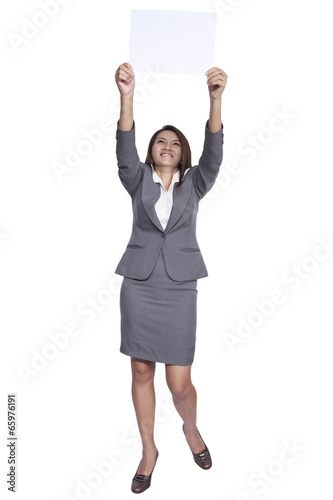 Full body of business woman gesture attractive standing showing
