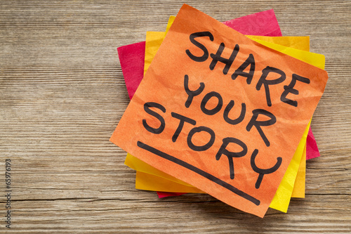 share your story on sticky note