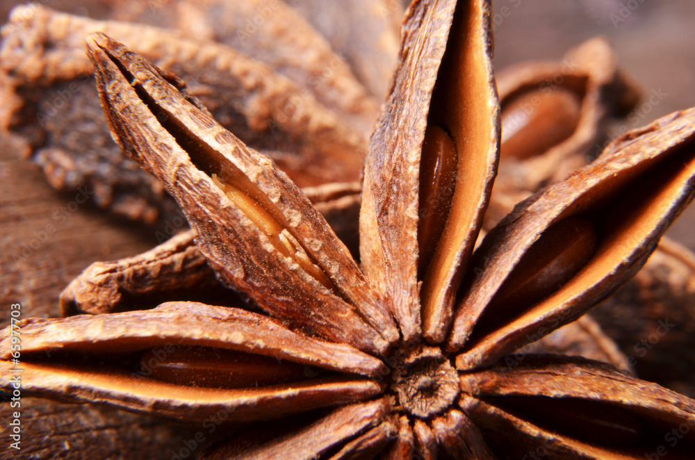 anise on a wooden background