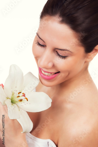 Portrait of a young beautiful woman, isolated on white