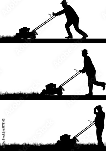 Man Mowing Lawn