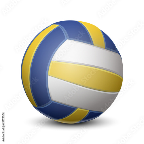 Blue and yellow volleyball ball isolated on white background