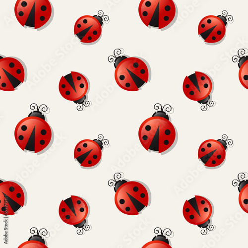Seamless background with ladybugs. Vector illustration.