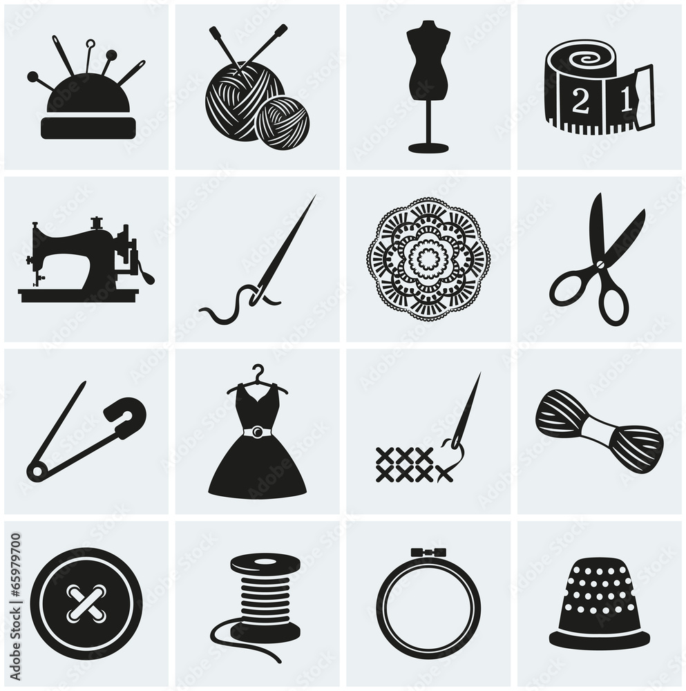 Fotografija Sewing and needlework icons. Vector set.