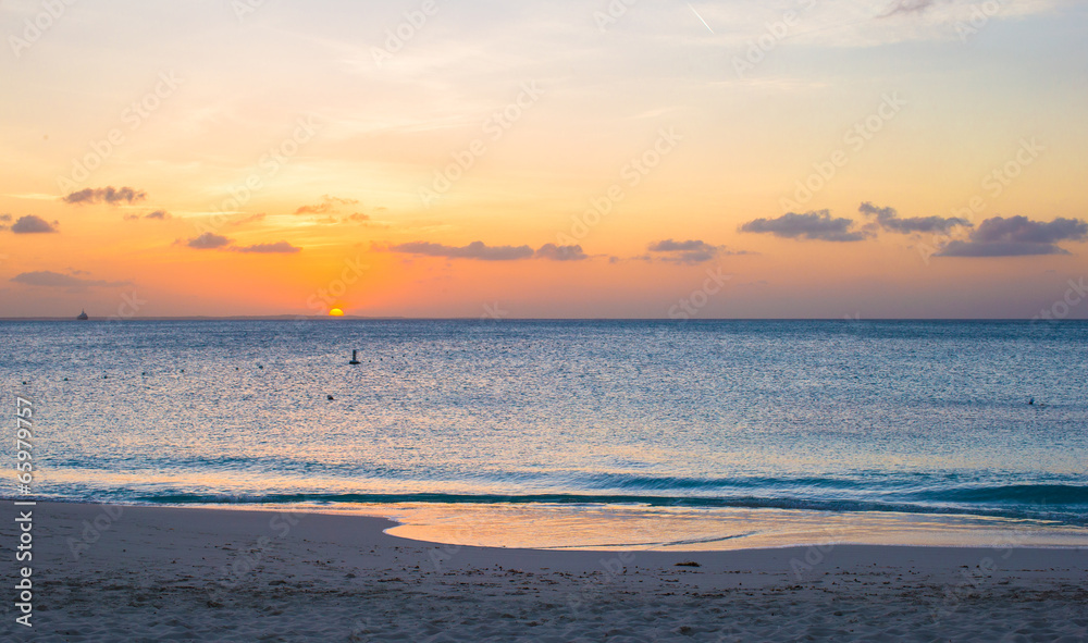 Beautiful sunset in Providenciales on Turks and Caicos