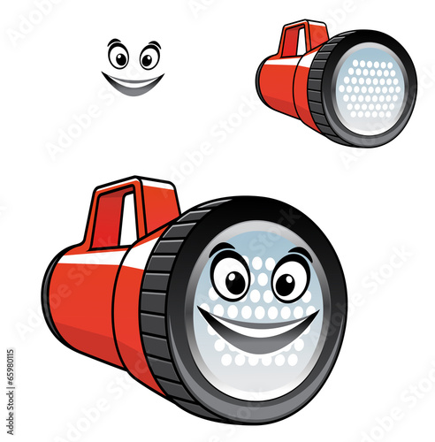 Big red torch or flashlight with a happy smile