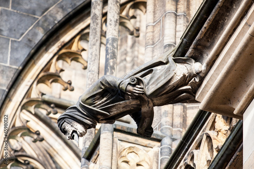 Gargoyle in the Cathedral church Sacred Vitus in Prague, Czech R