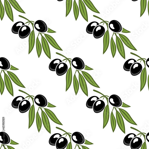 Seamless pattern of a leafy olive branch