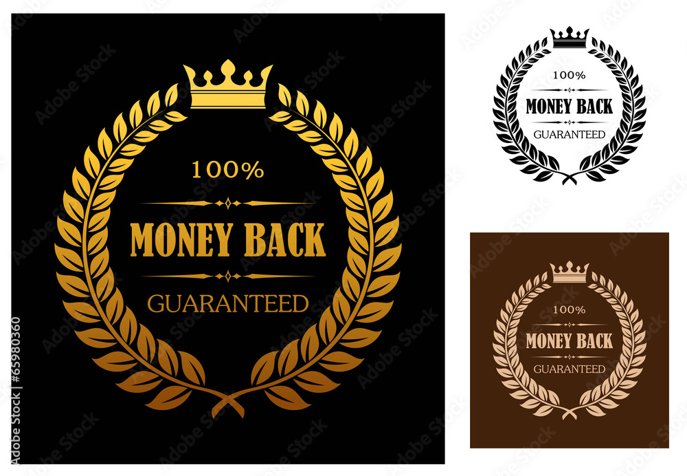 Golden Money back guarantee labels